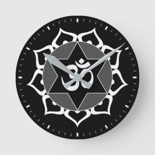 Ursprüngliches Yoga-OM-Symbol Runde Wanduhr