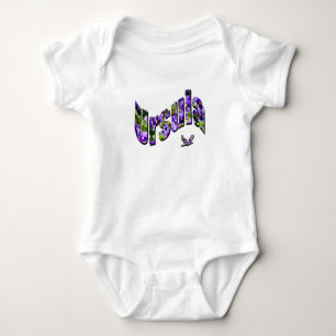Ursula, Floral Girls Name Logo, Baby Bodysuit Strampler