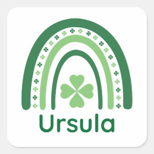 Ursula Name Klee Boho Regenbogen Quadratischer Aufkleber