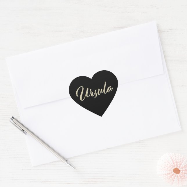 Ursula white gold Handwriting Aufkleber Herz (Umschlag)