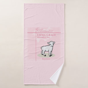 Urtaufe Rosa Mädchen Lamm Badehandtuch