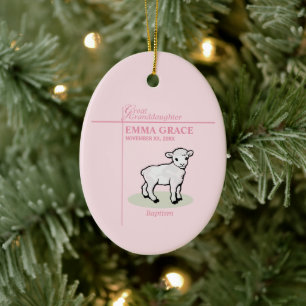 Urtaufe Rosa Mädchen Lamm Keramik Ornament