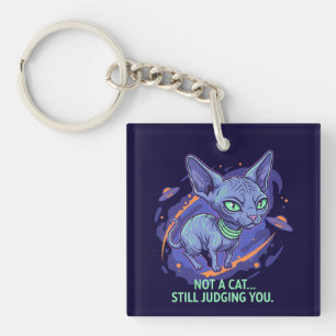 Urteilende Alien Sphynx-Katze Sci-Fi Humor Kunst Schlüsselanhänger