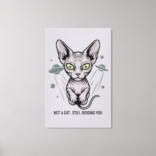 Urteilende Sphynx-Katze in Weltraum-Kunst Leinwanddruck