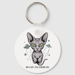 Urteilende Sphynx-Katze in Weltraum-Kunst Schlüsselanhänger