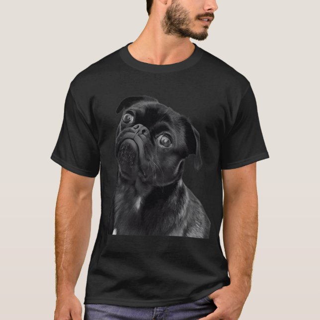 Urteilender schwarzer Mops - Lustiger und süßer Mo T-Shirt (Vorderseite)