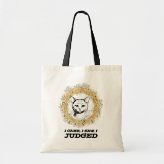 Urteilsstarke Katze Florales Design – Ich kam, sah Tragetasche