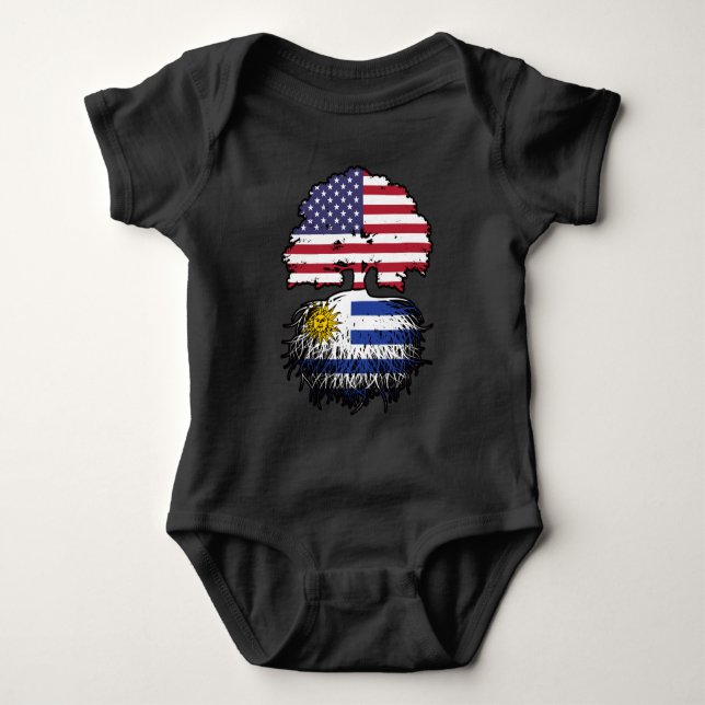 Uruguay American USA Tree Roots Flag Baby Strampler (Vorderseite)