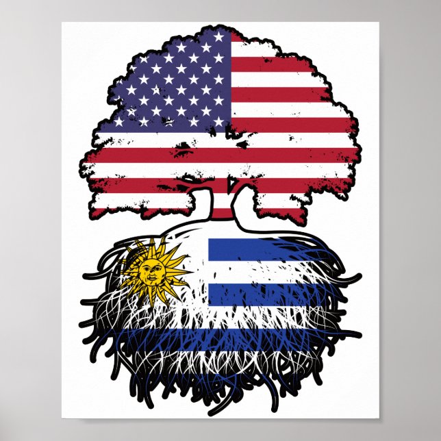 Uruguay American USA Tree Roots Flag Poster (Vorne)