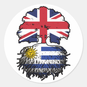 Uruguay British UK Tree Roots Flag Runder Aufkleber
