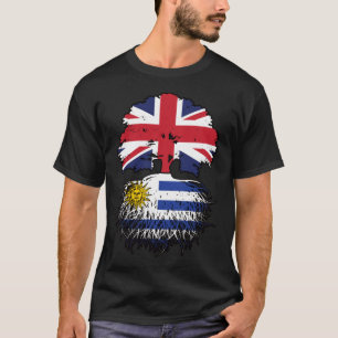 Uruguay British UK Tree Roots Flag T-Shirt