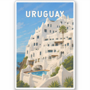 Uruguay Casapueblo Illustration Reise Kunst Vintag Aufkleber