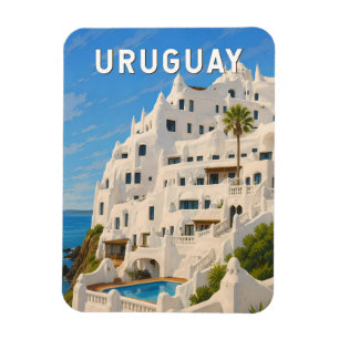 Uruguay Casapueblo Illustration Reise Kunst Vintag Magnet