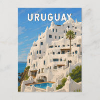 Uruguay Casapueblo Illustration Reise Kunst Vintag