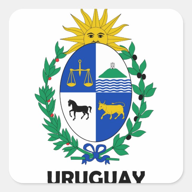 URUGUAY - Emblem / Fahne / Wappen / Symbol Quadratischer Aufkleber (Vorderseite)