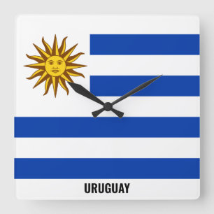 Uruguay Flag Dazzling Patriotic Quadratische Wanduhr
