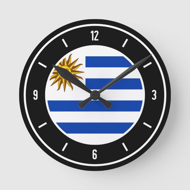 Uruguay Flag Elegant Runde Wanduhr (Vorderseite)