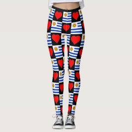 Uruguay Flag Herz Muster Patriotic Uruguayan Leggings