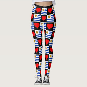 Uruguay Flag Herz Muster Patriotic Uruguayan Leggings