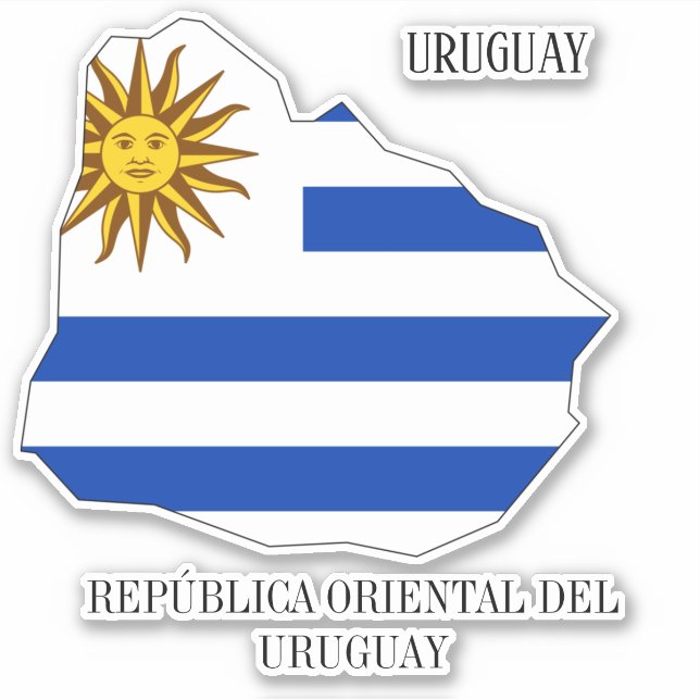 Uruguay Flag Map Aufkleber (Vorderseite)