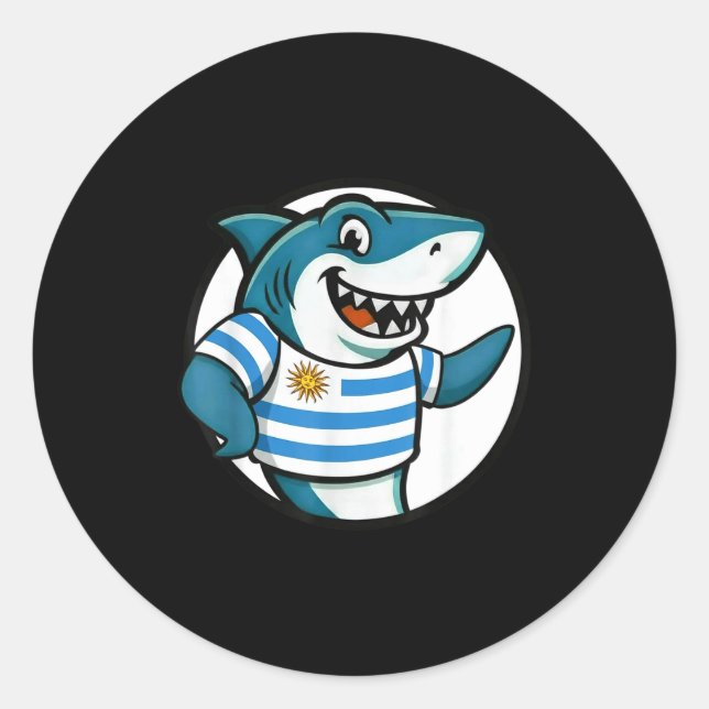 Uruguay Flag Shark Funny Uruguayan  Runder Aufkleber (Vorderseite)