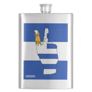 Uruguay Flag Sieg Sign Patriotic Flachmann