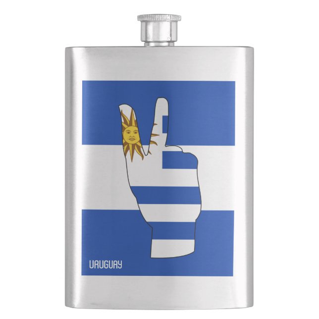 Uruguay Flag Sieg Sign Patriotic Flachmann (Vorderseite)