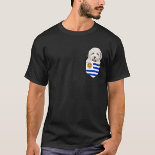 Uruguay-Flagge alter englischer Schafhund in Pocke T-Shirt