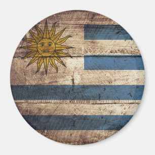 Uruguay-Flagge auf altem hölzernem Korn Magnet