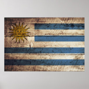 Uruguay-Flagge auf altem hölzernem Korn Poster