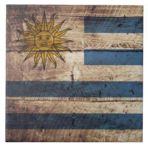 Uruguay-Flagge auf altem Holzmaserung Fliese