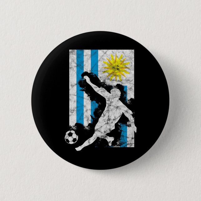 Uruguay-Flagge Fußballspieler Team  Button (Vorderseite)