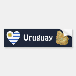 Uruguay-Flagge-Herz + Karte-Aufkleber Autoaufkleber