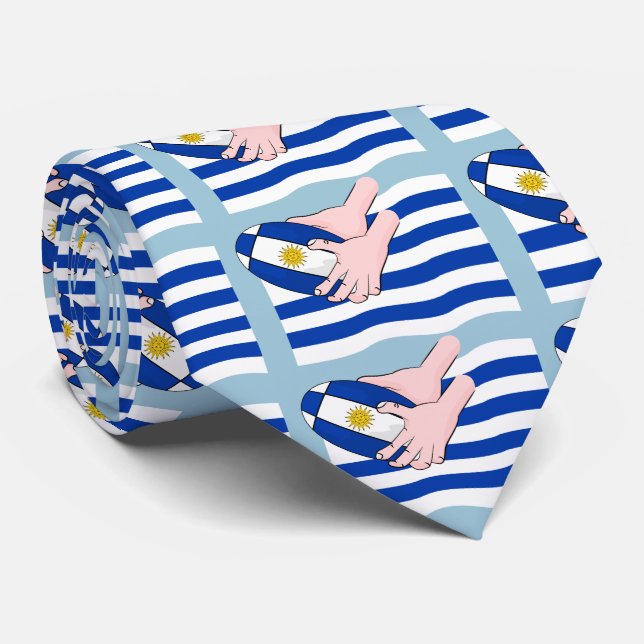 Uruguay-Flagge mit Cartoon Rugby Ball Krawatte (Gerollt)