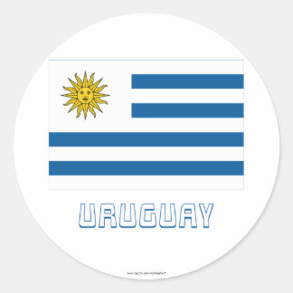 Uruguay-Flagge mit Name Runder Aufkleber