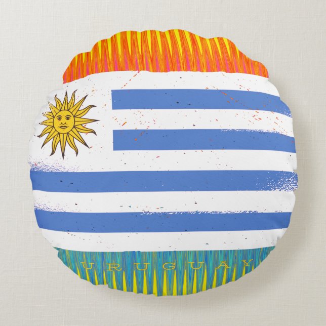 Uruguay-Flagge Rundes Kissen (Vorderseite)