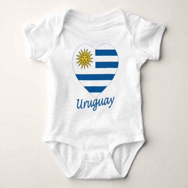 Uruguay-Flaggen-Herz Baby Strampler (Vorderseite)
