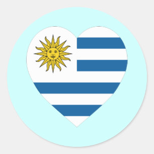 Uruguay-Flaggen-Herz Runder Aufkleber