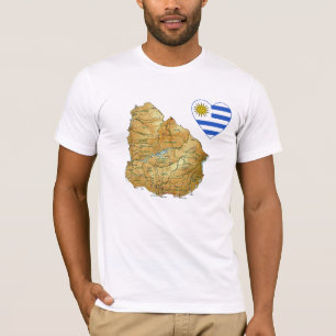 Uruguay-Flaggen-Herz und Karten-T - Shirt