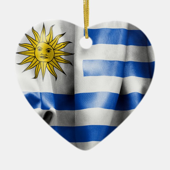 Uruguay Flaggenherz Gestaltete Ornamente (Vorne)