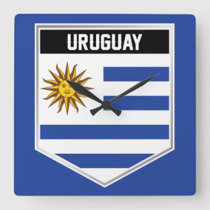 Uruguay-Flaggenschild Quadratische Wanduhr