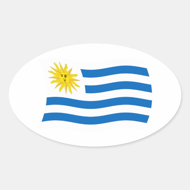 Uruguay-Flaggensticker Ovaler Aufkleber (Vorderseite)