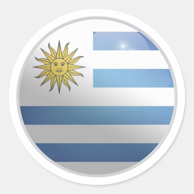 Uruguay Glossy Circle Flag Runder Aufkleber (Vorderseite)