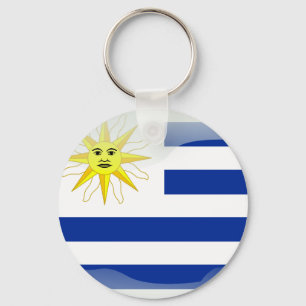 Uruguay-Hochglanzflagge Schlüsselanhänger