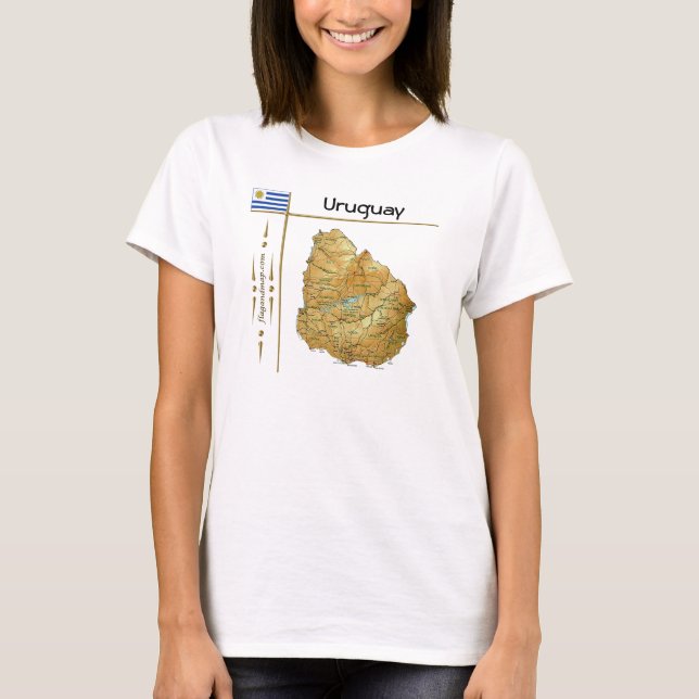 Uruguay-Karte + Flag + T - Shirt (Vorderseite)