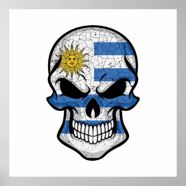 Uruguay lächelnd Schädelflagge Poster (Vorne)