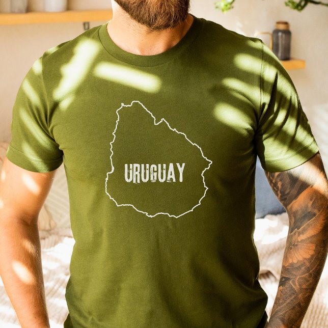 Uruguay Landkarte Grenzlinie Uruguayan Grenze T-Shirt (Von Creator hochgeladen)