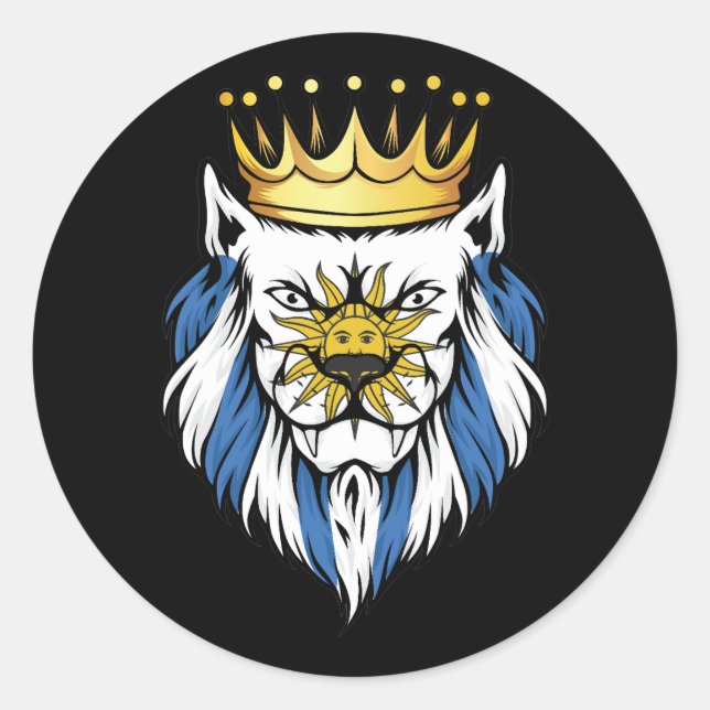 Uruguay Lion King Flag Runder Aufkleber (Vorderseite)