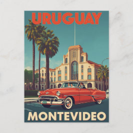 Uruguay-Reiseplakat im Vintage-Stil Cabrio Postkarte