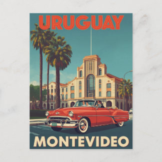 Uruguay-Reiseplakat im Vintage-Stil Cabrio Postkarte